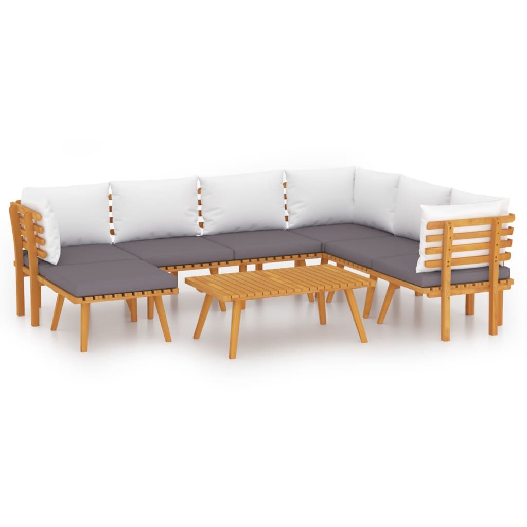 vidaXL 8 Piece Garden Lounge Set with Cushions Solid Acacia Wood