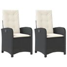 vidaXL Reclining Garden Chairs 2 pcs with Cushions Black Poly Rattan
