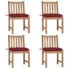 vidaXL Patio Chairs 4 pcs with Cushions Solid Teak Wood