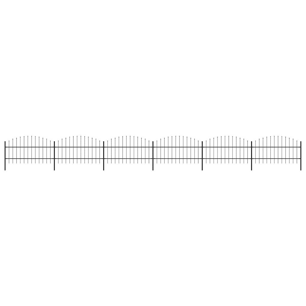vidaXL Garden Fence with Spear Top Steel 1070x100 cm Black
