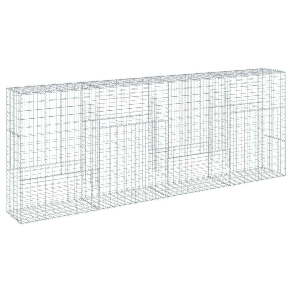 vidaXL Gabion Basket with Cover 400x50x150 cm Galvanised Iron