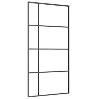 vidaXL Sliding Door ESG Glass and Aluminum 40.4"x80.7" Black