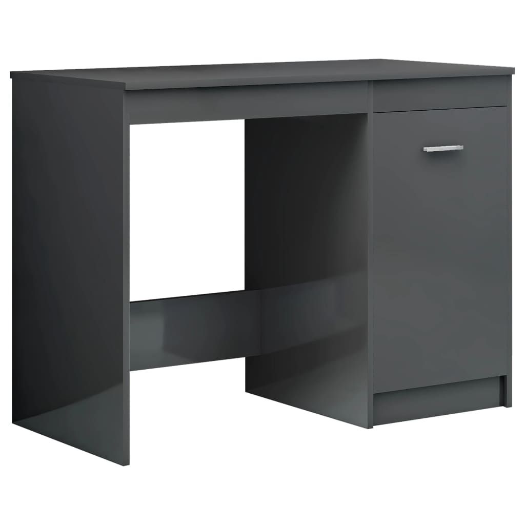 vidaXL Desk High Gloss Gray 39.4"x19.7"x29.9" Engineered Wood