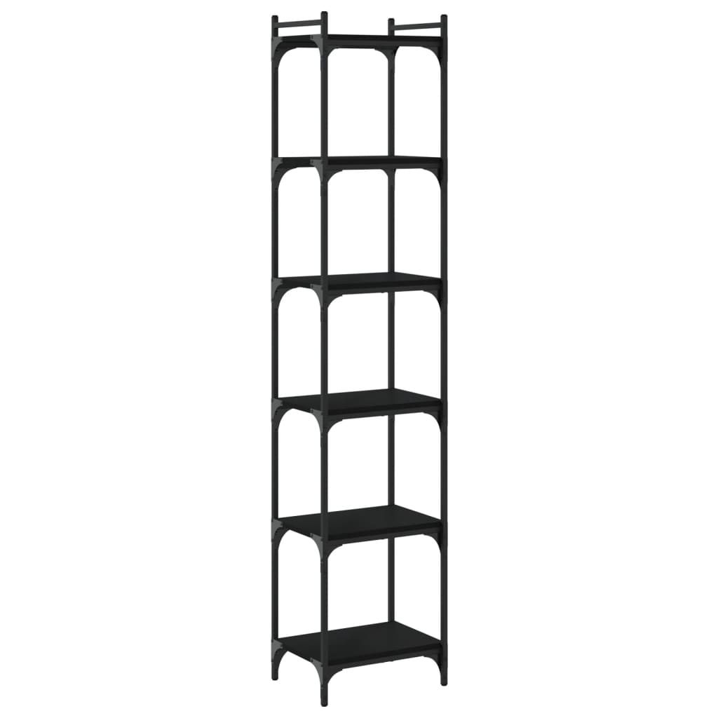 vidaXL Bookcase 6-Tier Black 15.7"x11.8"x74" Engineered Wood