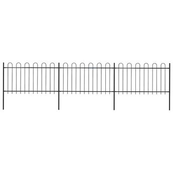 vidaXL Garden Fence with Hoop Top Steel 537x100 cm Black