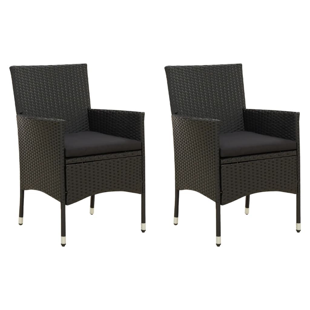 vidaXL Garden Chairs with Cushions 2 pcs Poly Rattan Black