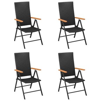 vidaXL Garden Chairs 4 pcs Poly Rattan Black