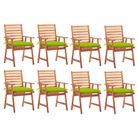 vidaXL Outdoor Dining Chairs 8 pcs with Cushions Solid Acacia Wood