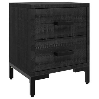 vidaXL Bedside Cabinet Black 14.2"x11.8"x17.7" Solid Wood Pine