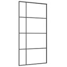 vidaXL Sliding Door Frosted ESG Glass and Aluminum 40.4"x80.7" Black