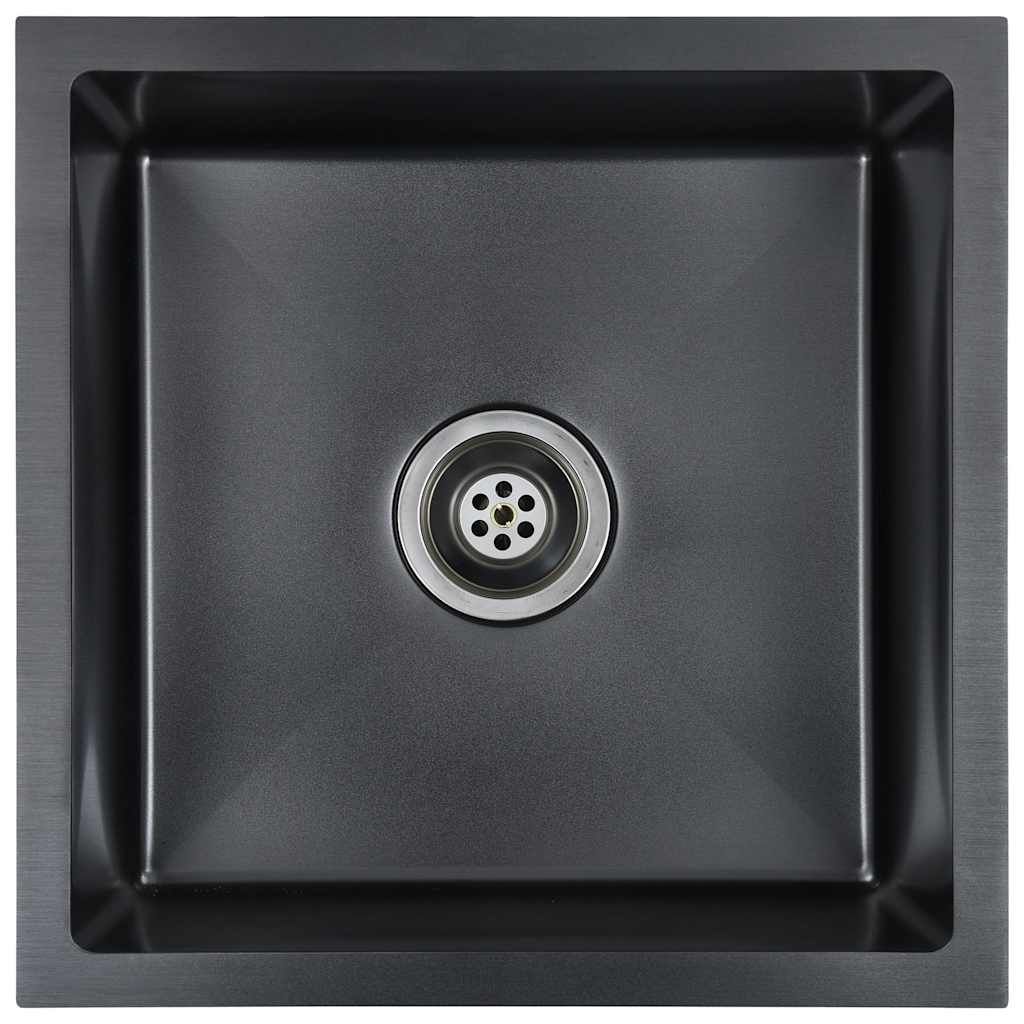 vidaXL Handmade Kitchen Sink Black Stainless Steel
