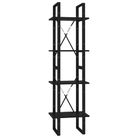 vidaXL 4-Tier Book Cabinet Black 15.7"x11.8"x55.1" Engineered Wood