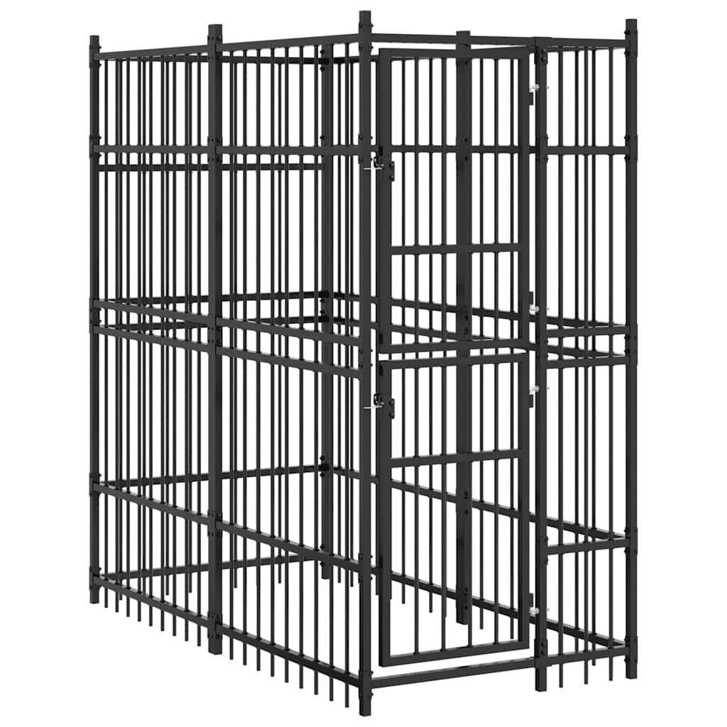 vidaXL Outdoor Dog Kennel Steel 1.84 m²