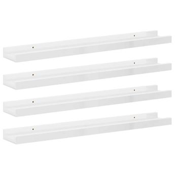 vidaXL Wall Shelves 4 pcs High Gloss White 60x9x3 cm