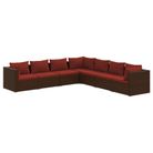 vidaXL 7 Piece Patio Lounge Set with Cushions Poly Rattan Brown