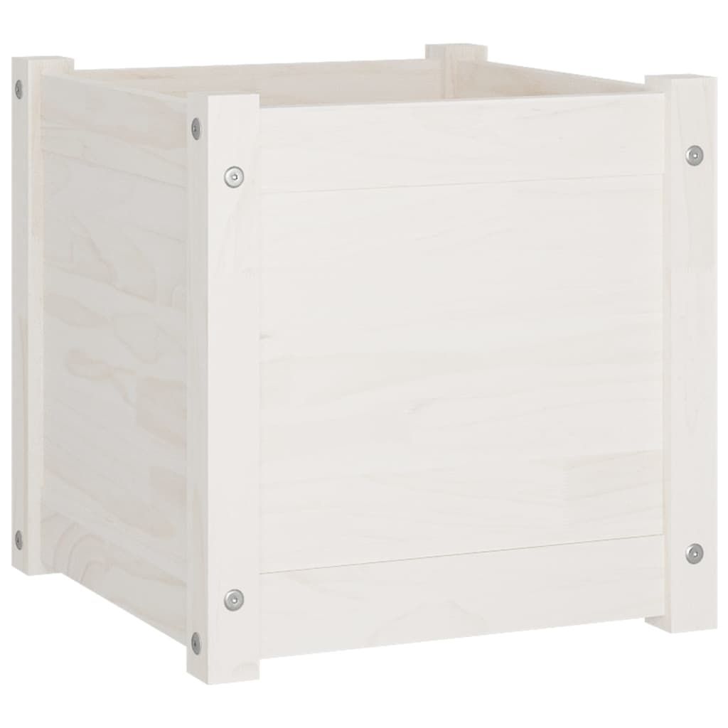 vidaXL Garden Planter White 15.7"x15.7"x15.7" Solid Wood Pine