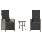 vidaXL 3 Piece Bistro Set with Cushions Grey Poly Rattan
