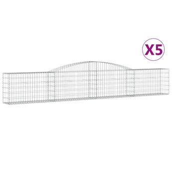 vidaXL Arched Gabion Baskets 5 pcs 400x30x60/80 cm Galvanised Iron