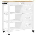 vidaXL Kitchen Trolley MONZA 33.1"x15.7"x34.8" Solid Wood Pine