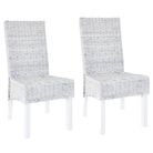 vidaXL Dining Chairs 2 pcs Light Brown Kubu Rattan and Mahogany Wood