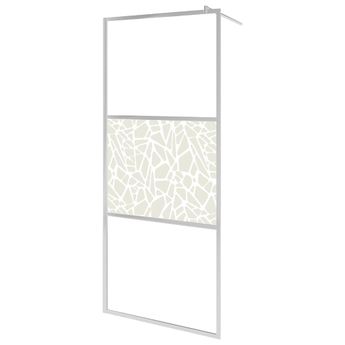 vidaXL Walk-in Shower Wall ESG Glass with Stone Design 90x195 cm