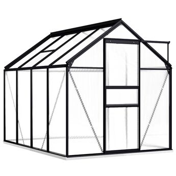 vidaXL Greenhouse with Base Frame Anthracite Aluminum 51.1 ftÂ²