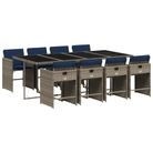 vidaXL 9 Piece Garden Dining Set with Cushions Grey Poly Rattan