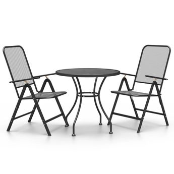 vidaXL 3 Piece Garden Dining Set Expanded Metal Mesh Anthracite