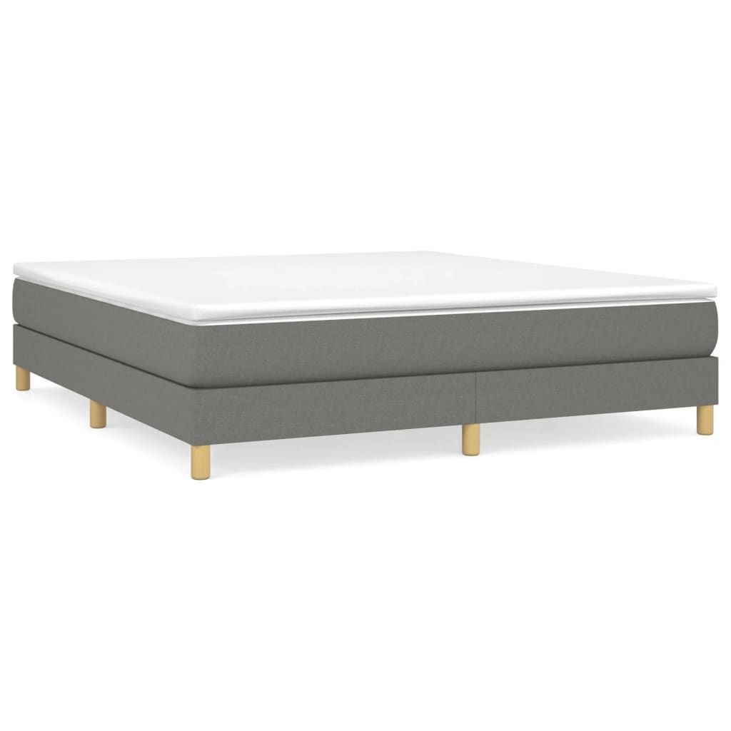 vidaXL Box Spring Bed Frame Dark Gray King Fabric (US Only)