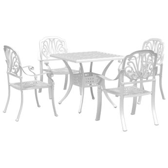 vidaXL 5 Piece Patio Dining Set White Cast Aluminum