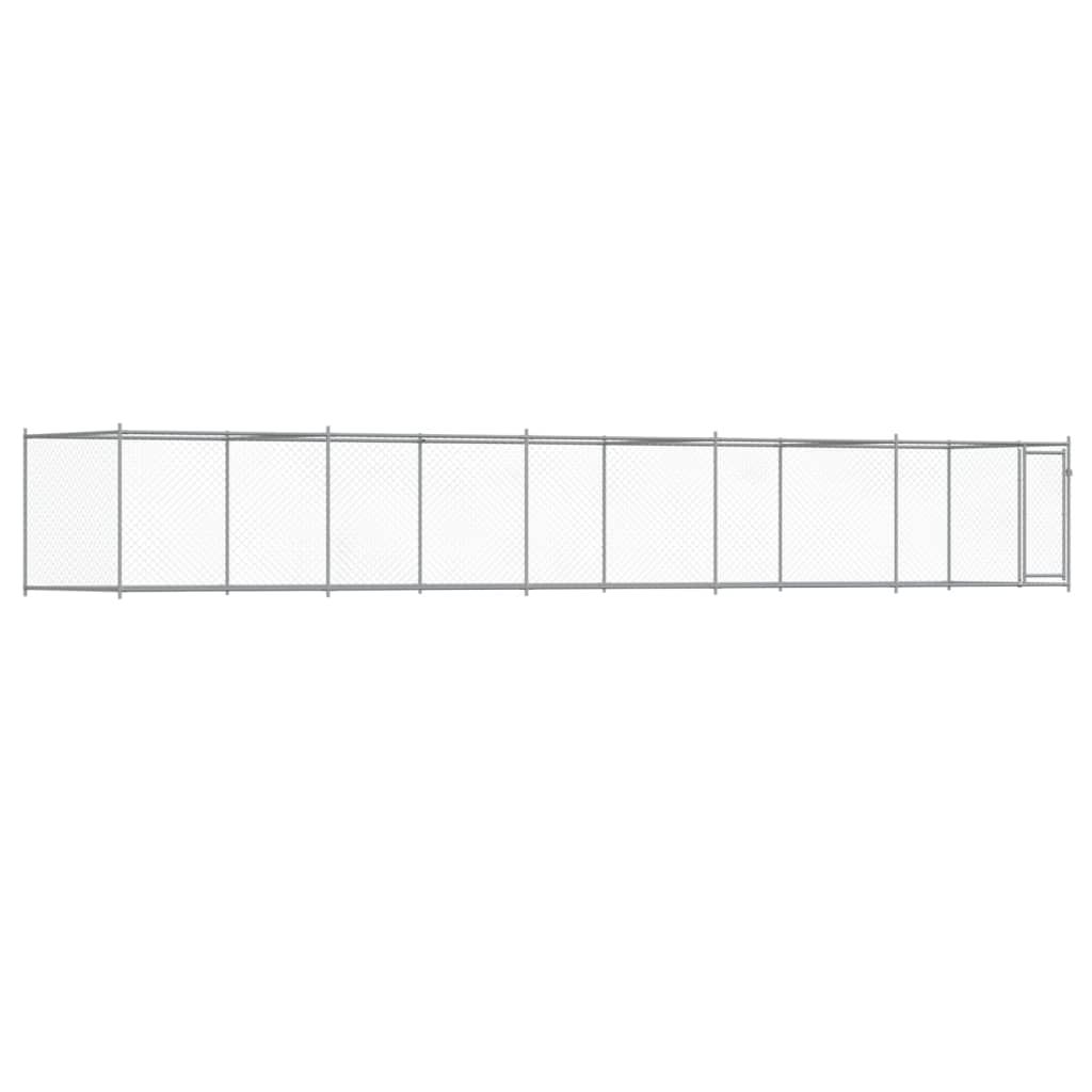 vidaXL Dog Cage with Door Gray 32.8'x6.6'x4.9' Galvanized Steel