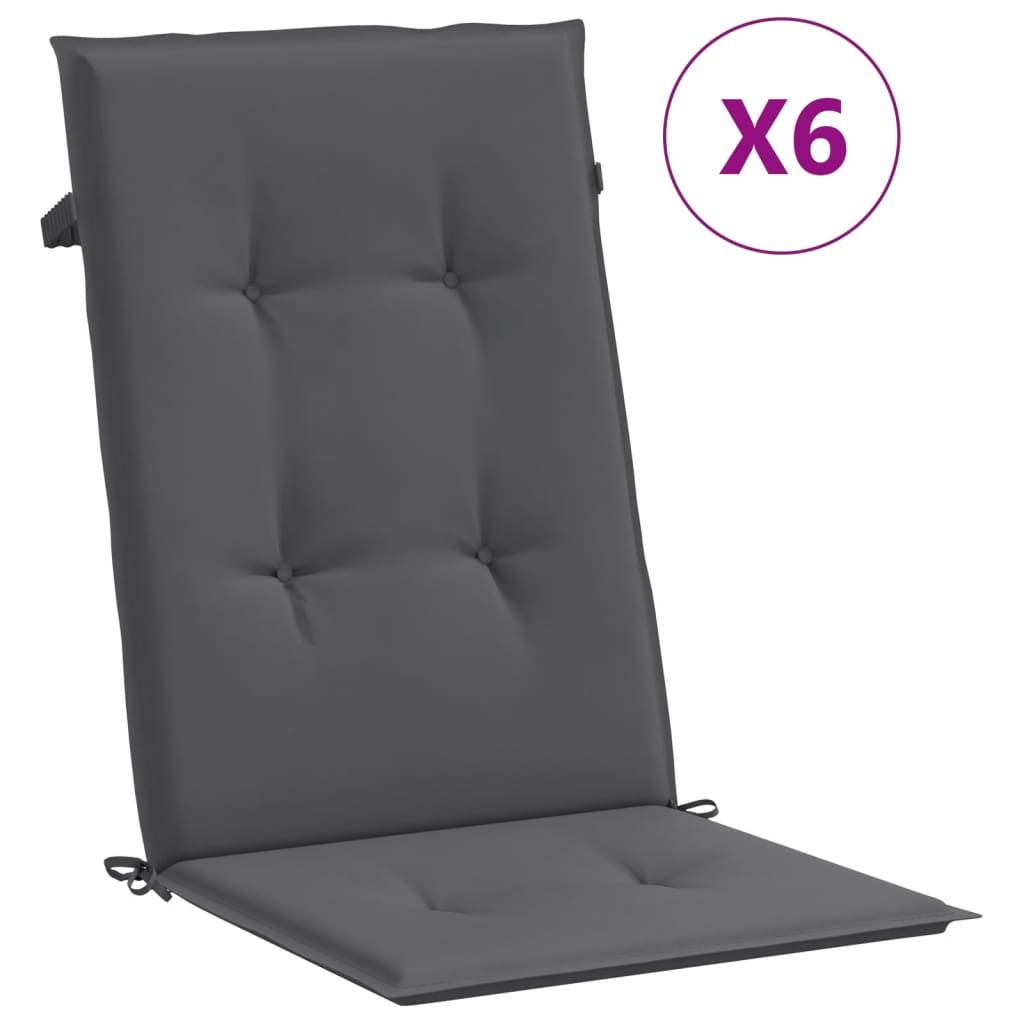 vidaXL Garden Highback Chair Cushions 6 pcs Anthracite 120x50x3 cm Fabric
