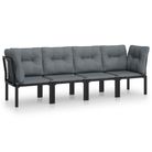vidaXL 4 Piece Garden Lounge Set Black and Grey Poly Rattan