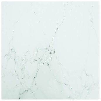 vidaXL Table Top White 40x40 cm 6 mm Tempered Glass with Marble Design