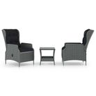 vidaXL 3 Piece Patio Lounge Set with Cushions Poly Rattan Light Gray