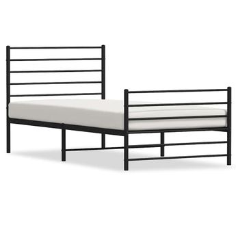 vidaXL Metal Bed Frame without Mattress with Footboard Black 39.4"x78.7"