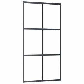 vidaXL Sliding Door ESG Glass and Aluminum 40.2"x80.7" Black