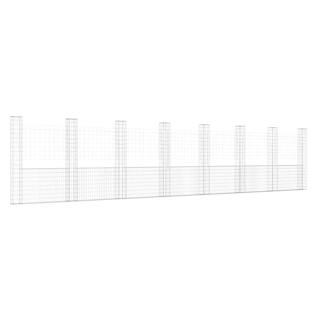 vidaXL U-shape Gabion Basket with 8 Posts Iron 860x20x200 cm