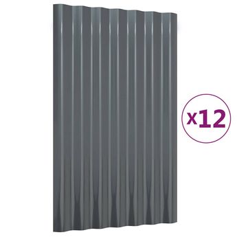 vidaXL Roof Panels 12 pcs Galvanized Steel Anthracite 23.6"x14.2"