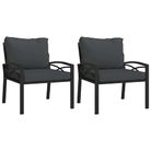 vidaXL Garden Chairs with Grey Cushions 2 pcs 68x76x79 cm Steel