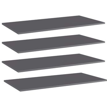 vidaXL Bookshelf Boards 4 pcs High Gloss Grey 100x50x1.5 cm Engineered Wood