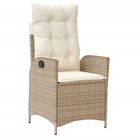 vidaXL Reclining Garden Chair with Cushions Beige Poly Rattan
