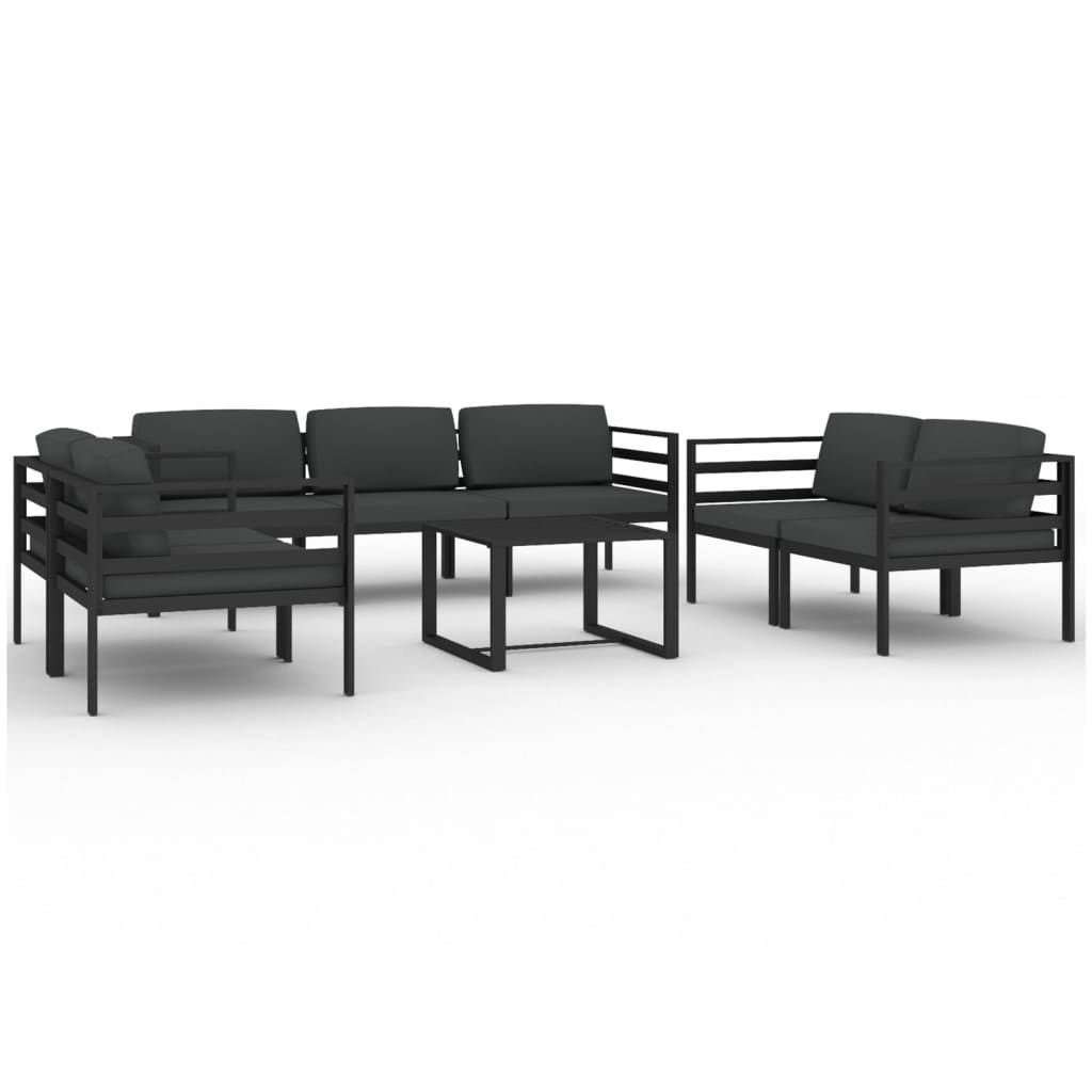 vidaXL 8 Piece Patio Lounge Set with Cushions Aluminum Anthracite
