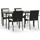 vidaXL 5 Piece Garden Dining Set with Cushions Black Poly Rattan