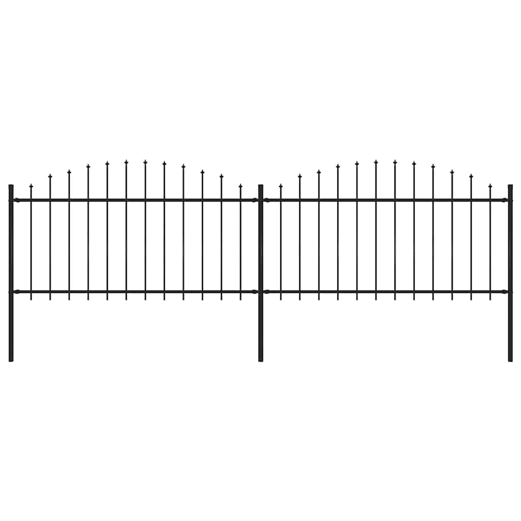 vidaXL Garden Fence with Spear Top Steel 359x150 cm Black