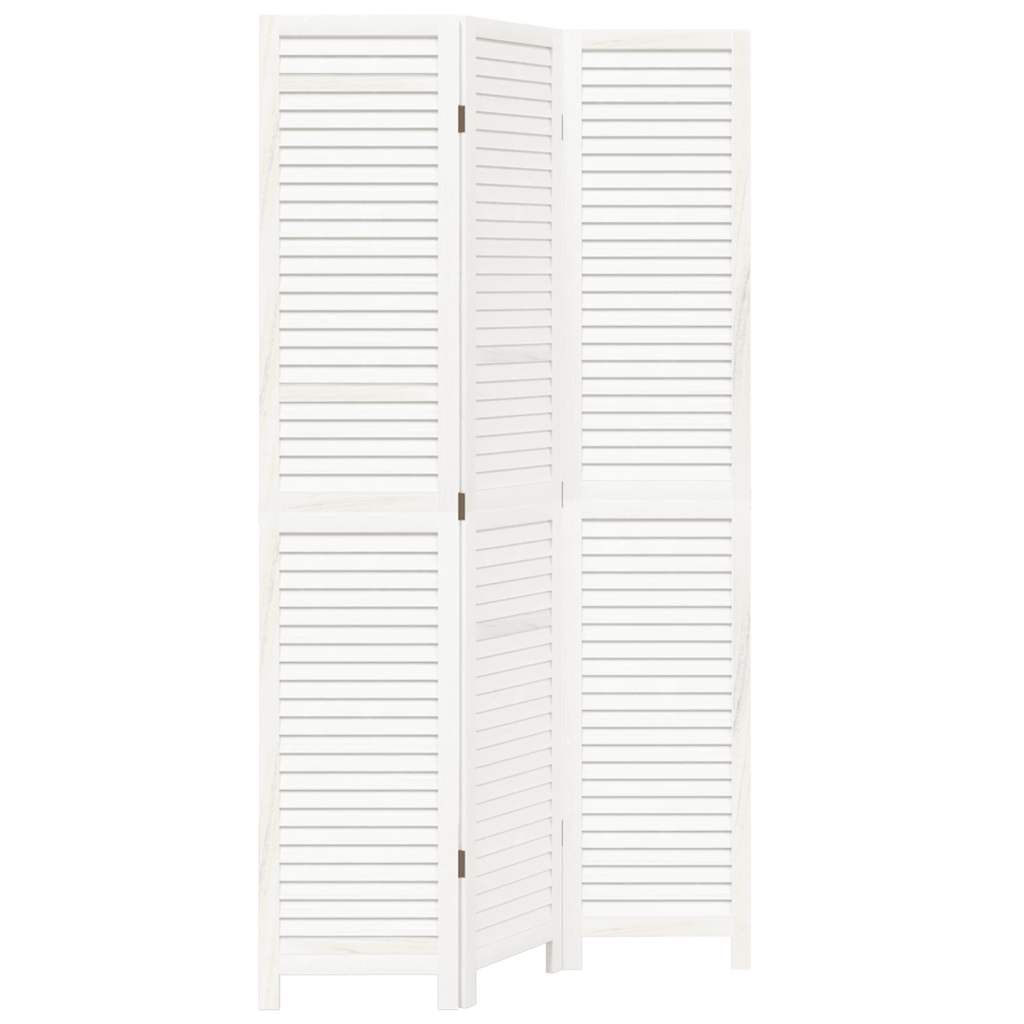 vidaXL Room Divider 3 Panels White Solid Wood Paulownia