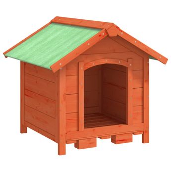 vidaXL Dog Kennel Brown 25.6"x25.6"x24.2" Solid Wood Pine