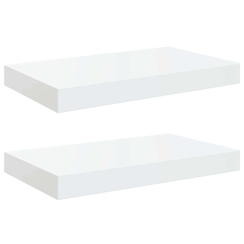 vidaXL Floating Wall Shelves 2 pcs High Gloss White 15.7"x9.1"x1.5" MDF