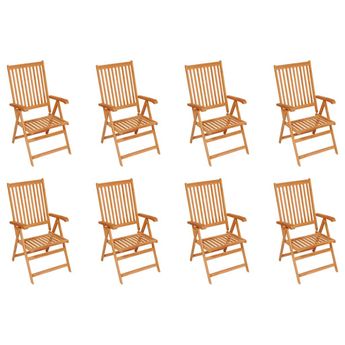 vidaXL Reclining Garden Chairs 8 pcs Solid Teak Wood