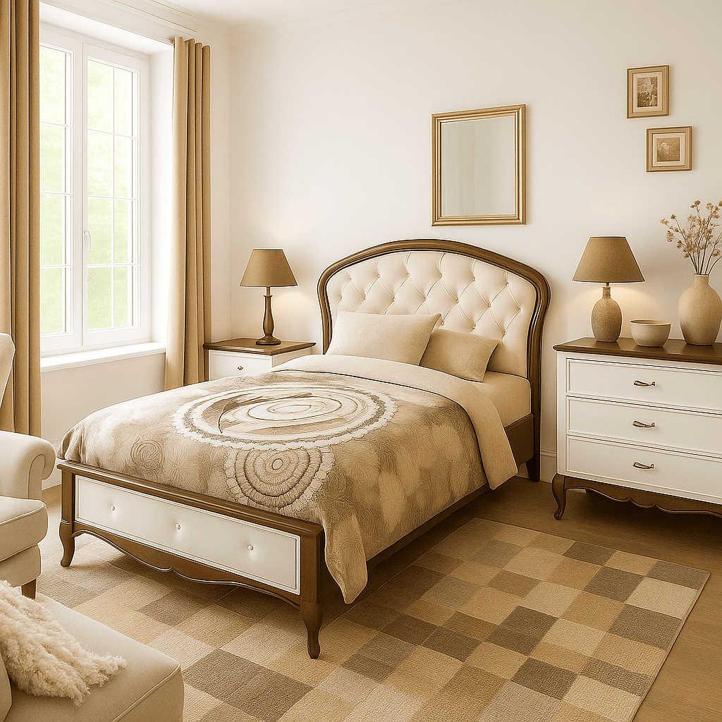 Rustic bedroom in white and brown